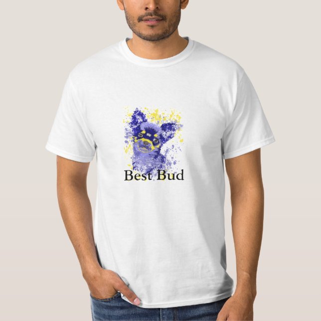 Abstrakt Blue Chihuahua T-Shirt (Framsida)