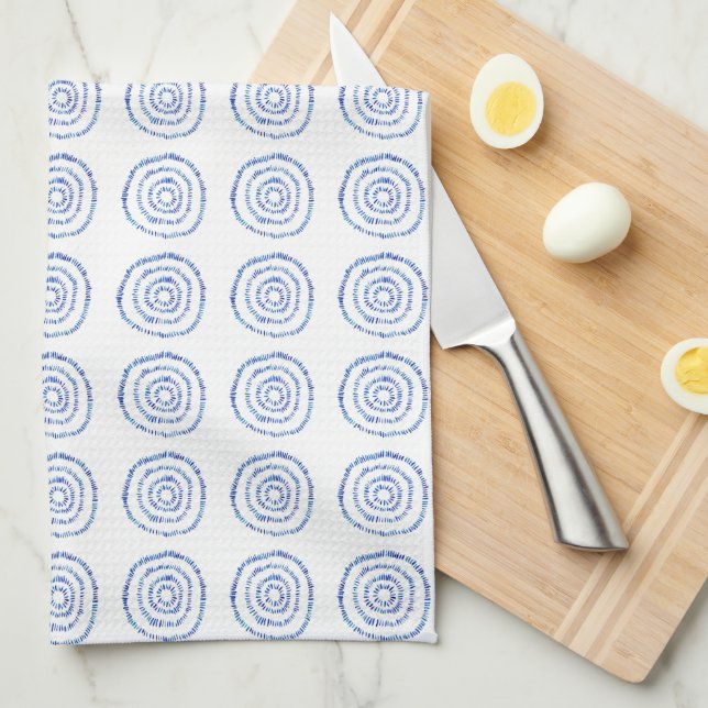 Abstrakt Blue Coastal Mönster Kitchen Towel Kökshandduk (Vikt i Fjärdedel)