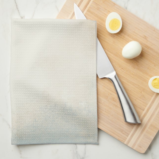 Abstrakt Blue Cream and Guld Art Kökshandduk (Vikt i Fjärdedel)