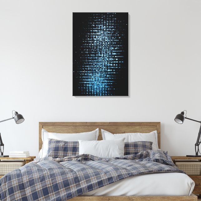 Abstrakt Blue Cubes Canvastryck (Insitu (sovrum))