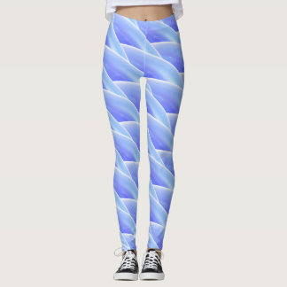 Abstrakt Blue Curly Wave Mönster #3 Leggings