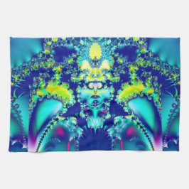 Abstrakt Blue Cyan Grönt Fractal Kökshandduk