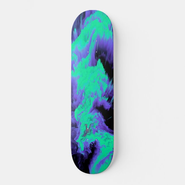 Abstrakt Blue, Cyan och Black Fluid Mönster Mini Skateboard Bräda 18,5 Cm (Framsida)