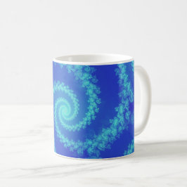 Abstrakt Blue Cyan Spiral Fractal Kaffemugg