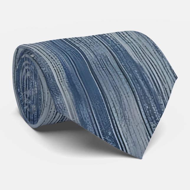 Abstrakt Blue Denim Rand Neck Tie Slips (Rullad)