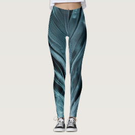 Abstrakt Blue Feathery Linjer Leggings