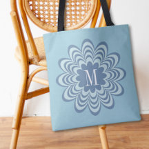 Abstrakt Blue Flower Anpassningsbar Monogram Initi