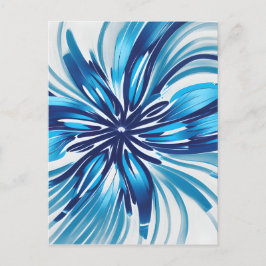 Abstrakt Blue Flower Art Deco Vykort