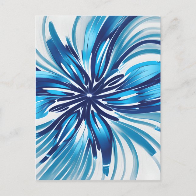 Abstrakt Blue Flower Art Deco Vykort (Framsida)