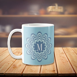 Abstrakt Blue Flower Monogram Kaffemugg