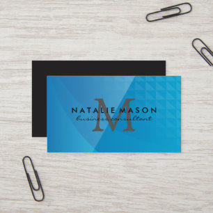 Abstrakt Blue Geometric Monogram Visitkort