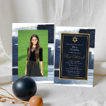 Abstrakt Blue Gilded Photo Bat mitzvah Inbjudningar<br><div class="desc">Upptäck den exquisite fusion av abstrakt design och kulturell betydelse i denna Abstrakt Blue Gilded Photo Pub Mitzvah Foil Invation. Med en invecklad, konstnärlig utformning som inspireras av det judiska arvets skönhet kommer denna inbjudan att bana väg för ett oförglömligt firande som blandar det bästa av det gamla och det...</div>