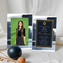 Abstrakt Blue Gilded Photo Bat mitzvah