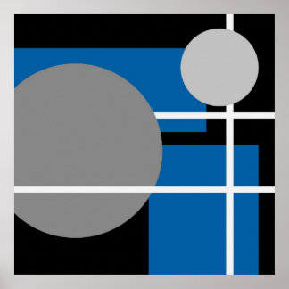 Abstrakt Blue Grått Black White AP0001 Poster