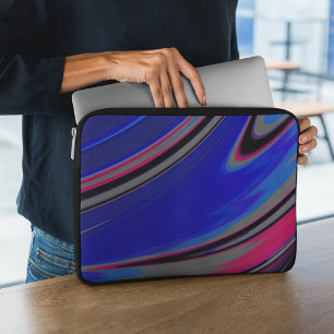 Abstrakt Blue Grått Magenta Fractal Swirl Laptop Fodral