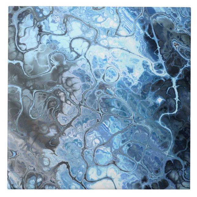 Abstrakt Blue & Grått Marble Ice Fluid Struktur Kakelplatta (Framsidan)