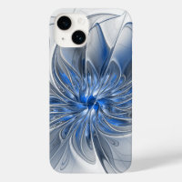 Abstrakt Blue Grått Watercolor Fractal Art Flower