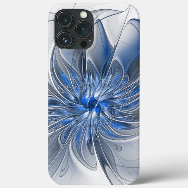 Abstrakt Blue Grått Watercolor Fractal Art Flower (Baksida)
