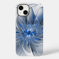 Abstrakt Blue Grått Watercolor Fractal Art Flower