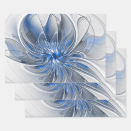 Abstrakt Blue Grått Watercolor Fractal Art Flower