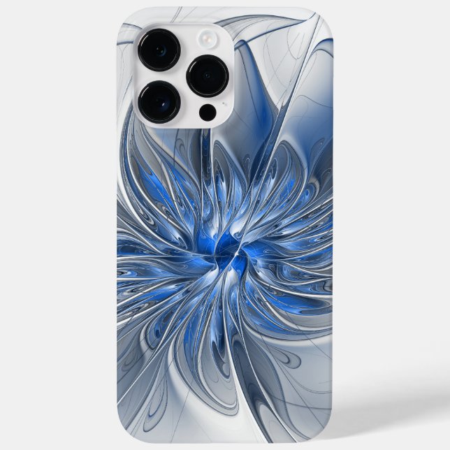 Abstrakt Blue Grått Watercolor Fractal Art Flower (Baksida)