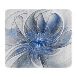 Abstrakt Blue Grått Watercolor Fractal Art Flower
