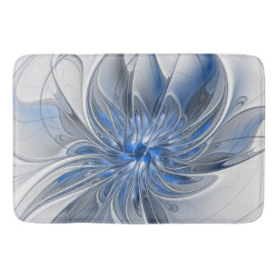 Abstrakt Blue Grått Watercolor Fractal Art Flower Badrumsmatta