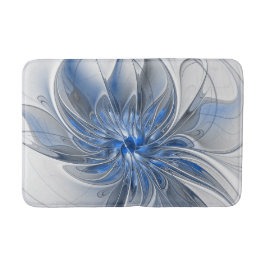 Abstrakt Blue Grått Watercolor Fractal Art Flower Badrumsmatta