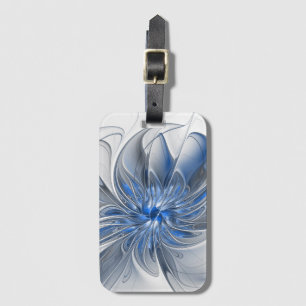 Abstrakt Blue Grått Watercolor Fractal Art Flower Bagagebricka