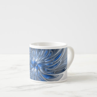 Abstrakt Blue Grått Watercolor Fractal Art Flower Espressomugg