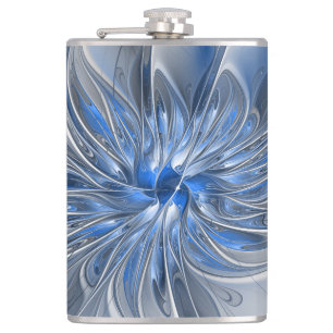 Abstrakt Blue Grått Watercolor Fractal Art Flower Fickplunta