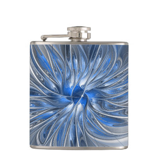 Abstrakt Blue Grått Watercolor Fractal Art Flower Fickplunta