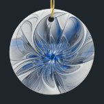 Abstrakt Blue Grått Watercolor Fractal Art Flower Julgransprydnad Keramik<br><div class="desc">En unik fantasi-blomma med blå nyanser och grått,  abstrakt och elegant. Ovanlig design för din dekorativa blommigt runt keramiska prydnadsföremål med mera.</div>