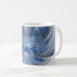 Abstrakt Blue Grått Watercolor Fractal Art Flower Kaffemugg<br><div class="desc">En unik fantasi-blomma med blå nyanser och grått,  abstrakt och elegant. Ovanlig design för din dekorativa blommigt kaffe mugg och mycket mer.</div>