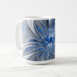 Abstrakt Blue Grått Watercolor Fractal Art Flower Kaffemugg<br><div class="desc">Unik fantasi-blomma med blå nyanser och grått,  abstrakt och elegant. Utformning för mugg och mer.</div>