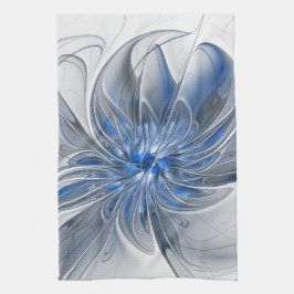 Abstrakt Blue Grått Watercolor Fractal Art Flower Kökshandduk