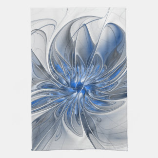 Abstrakt Blue Grått Watercolor Fractal Art Flower Kökshandduk