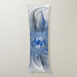 Abstrakt Blue Grått Watercolor Fractal Art Flower Kroppskudde<br><div class="desc">Unik fantasi-blomma med blå nyanser och grått,  abstrakt och elegant. Utformning för din kroppskudde med mera.</div>