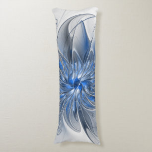 Abstrakt Blue Grått Watercolor Fractal Art Flower Kroppskudde