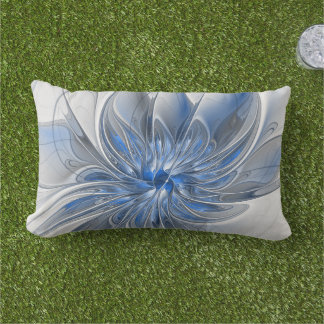 Abstrakt Blue Grått Watercolor Fractal Art Flower Lumbarkudde