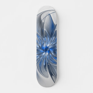 Abstrakt Blue Grått Watercolor Fractal Art Flower Mini Skateboard Bräda 18,5 Cm
