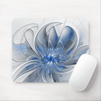 Abstrakt Blue Grått Watercolor Fractal Art Flower Musmatta