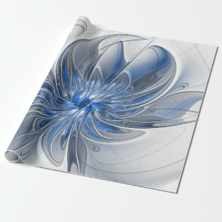 Abstrakt Blue Grått Watercolor Fractal Art Flower Presentpapper