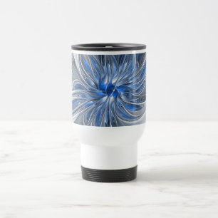 Abstrakt Blue Grått Watercolor Fractal Art Flower Resemugg