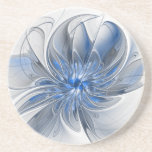 Abstrakt Blue Grått Watercolor Fractal Art Flower Underlägg<br><div class="desc">En unik fantasi-blomma med blå nyanser och grått,  abstrakt och elegant. Ovanlig design för din dekorativa sandsten för blommigt underlägg och mer.</div>