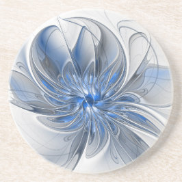 Abstrakt Blue Grått Watercolor Fractal Art Flower Underlägg