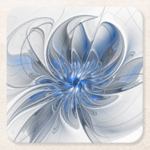 Abstrakt Blue Grått Watercolor Fractal Art Flower
