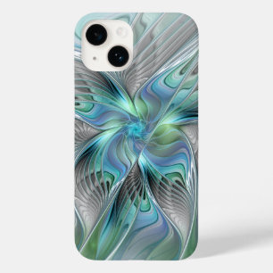 Abstrakt Blue Grönt Butterfly Fantasy Fractal Art