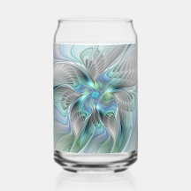 Abstrakt Blue Grönt Butterfly Fantasy Fractal Art