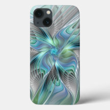 Abstrakt Blue Grönt Butterfly Fantasy Fractal Art